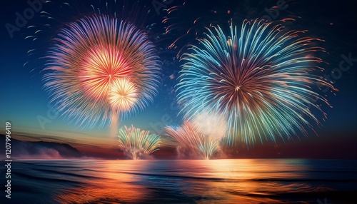 using coordinated fireworks to form dynamic wavelike effects that move through the sky