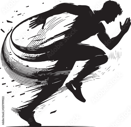 Dynamic Motion Man black color silhouette on white background