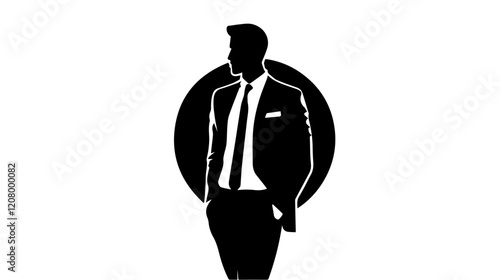 Black and white flat vector illustration of a business man. Strict style. Office worker. Entrepreneur. Director.
