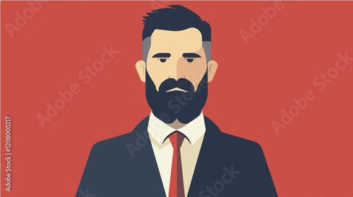 Flat vector illustration of a business man. Strict style. Office worker. Entrepreneur. Director.