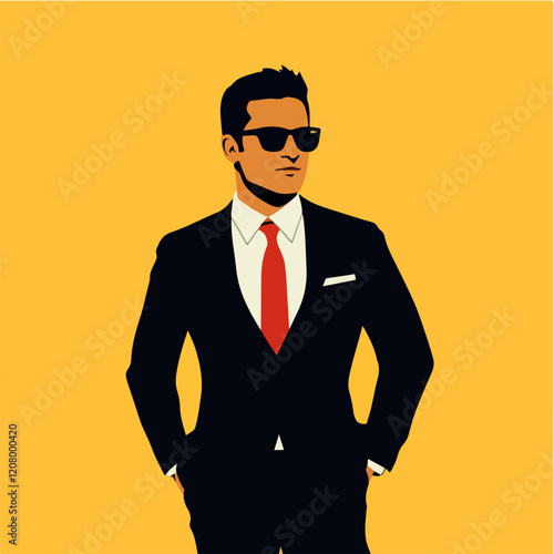 Flat vector illustration of a business man. Strict style. Office worker. Entrepreneur. Director.