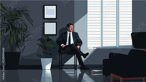 Flat vector illustration of a business man. Strict style. Office worker. Entrepreneur. Director.