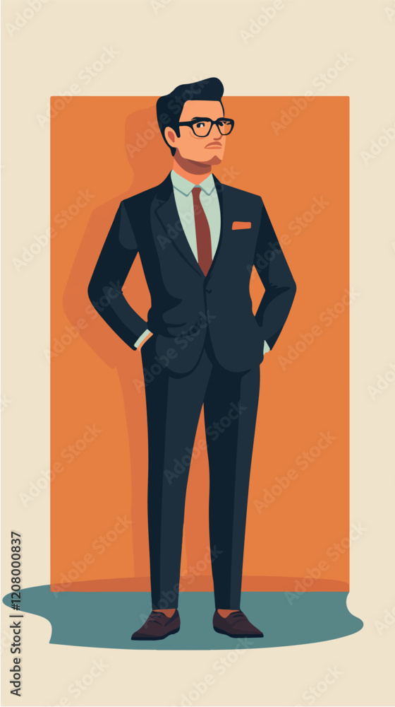 Flat vector illustration of a business man. Strict style. Office worker. Entrepreneur. Director. Flat vector illustration of a business man. Strict style. Office worker. Entrepreneur. Director.