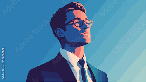 Flat vector illustration of a business man. Strict style. Office worker. Entrepreneur. Director.