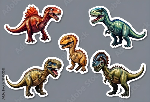 dinosaur stickers, each sticker in a unique color - 02