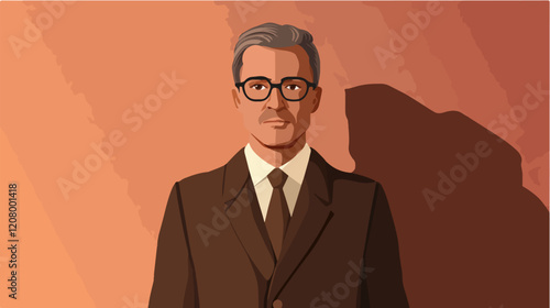 Flat vector illustration of a business man. Strict style. Office worker. Entrepreneur. Director.
