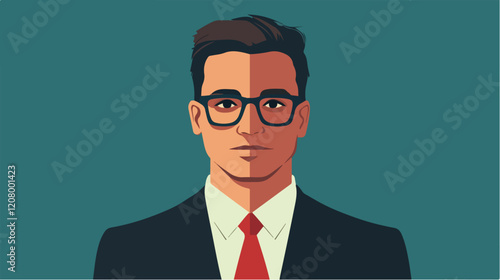 Flat vector illustration of a business man. Strict style. Office worker. Entrepreneur. Director.