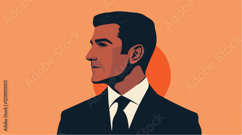 Flat vector illustration of a business man. Strict style. Office worker. Entrepreneur. Director.