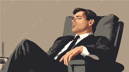 Flat vector illustration of a business man. Strict style. Office worker. Entrepreneur. Director.