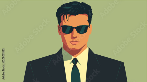 Flat vector illustration of a business man. Strict style. Office worker. Entrepreneur. Director.