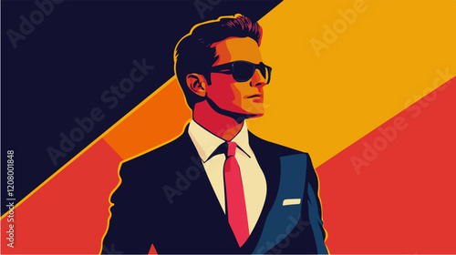 Flat vector illustration of a business man. Strict style. Office worker. Entrepreneur. Director.