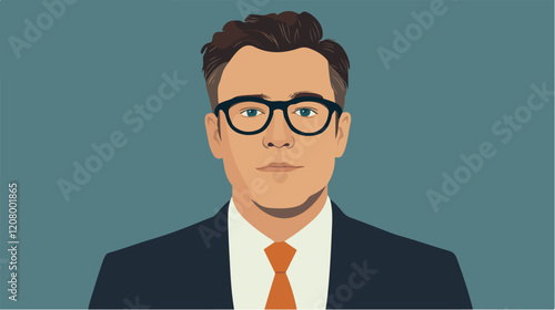Flat vector illustration of a business man. Strict style. Office worker. Entrepreneur. Director.