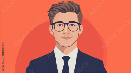 Flat vector illustration of a business man. Strict style. Office worker. Entrepreneur. Director.