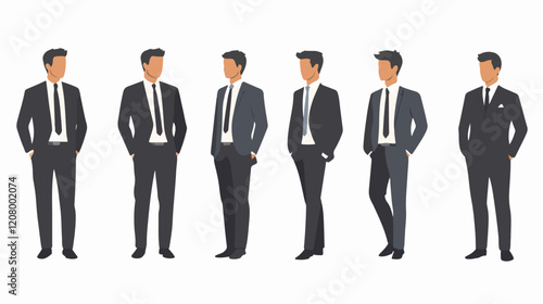 Flat vector illustration of a business man. Strict style. Office worker. Entrepreneur. Director.