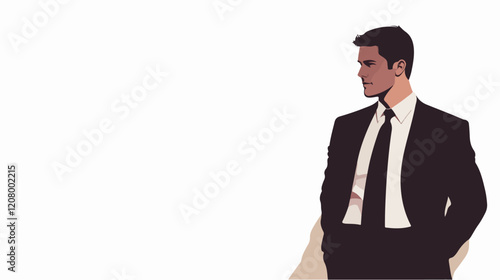 Flat vector illustration of a business man. Strict style. Office worker. Entrepreneur. Director.