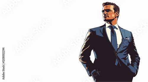 Flat vector illustration of a business man. Strict style. Office worker. Entrepreneur. Director.