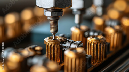 Close up of manual linkage adjustments with metallic components and tools
