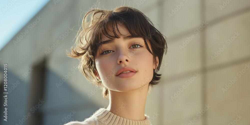 Captivating portrait of a young woman urban setting fashion photography natural light close-up view youthful beauty and style Captivating portrait of a young woman urban setting fashion photography natural light close-up view youthful beauty and style
