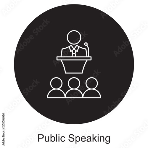 Public Speaking Icon, Mastering the Stage Tips for Confident Public Speaking, Speak with Impact: The Art of Effective Public Speaking, vector