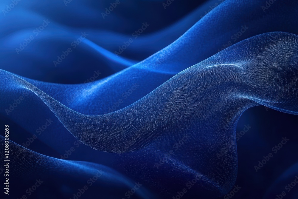 Obraz premium Elegant Minimalist Abstract with Flowing Blue Waves, Smooth Textures, and Modern Design in Serene Light and Shadow