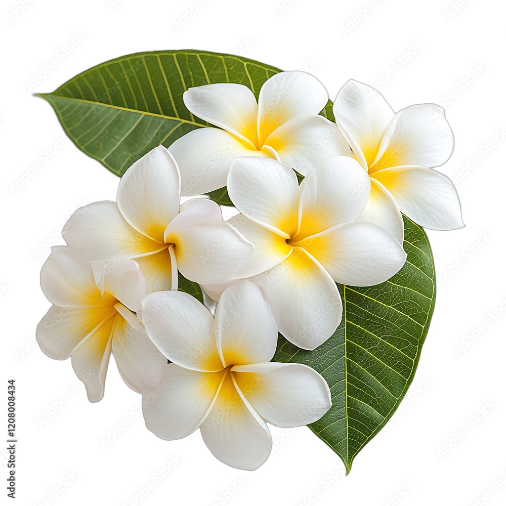 Obraz premium beautiful flower with leaves on transparent background, photo PNG image, PNG file, Generative art.