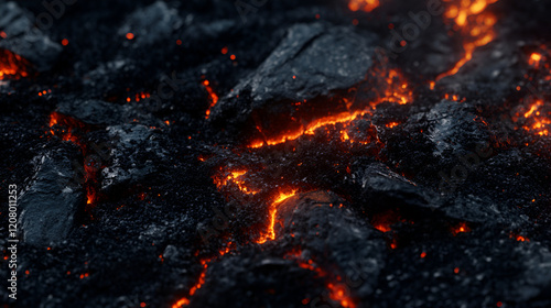 Coals burning in the fireplace