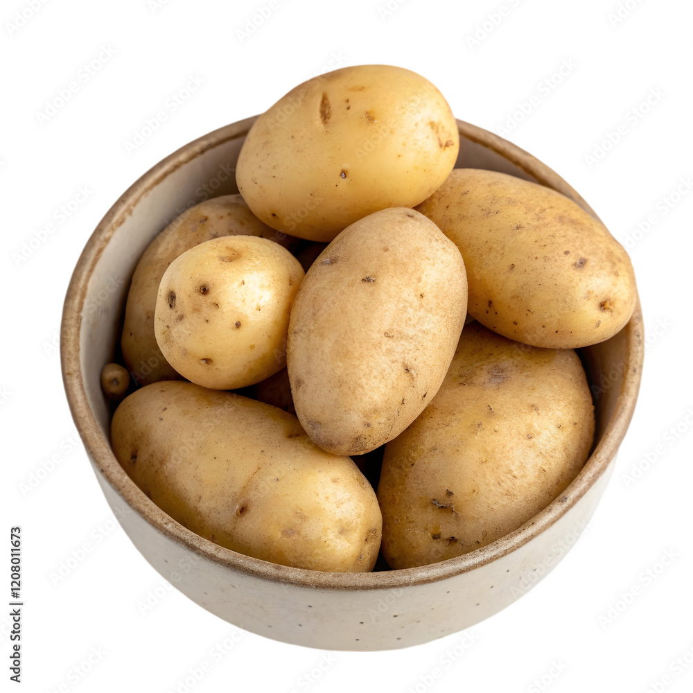 bowl of raw potatoes on transparent background bowl of raw potatoes on transparent background