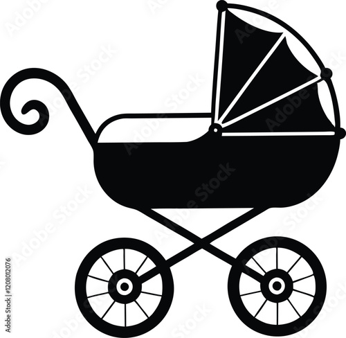 baby stroller sitting silhouette,baby stroller sitting icon vector