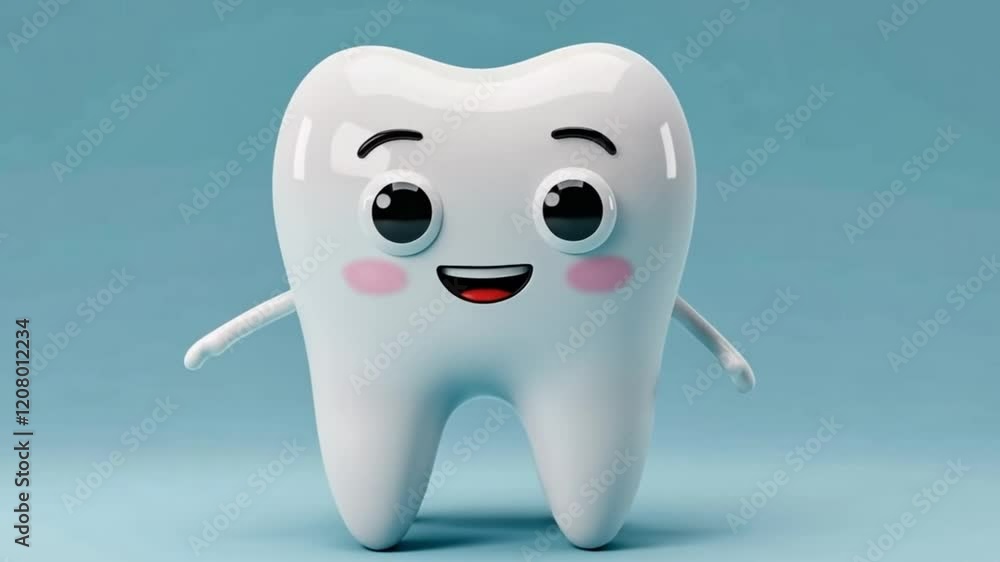 Cheerful Cartoon Tooth with a Friendly Smile, Promoting Oral Health and Dental Care Awareness Cheerful Cartoon Tooth with a Friendly Smile, Promoting Oral Health and Dental Care Awareness