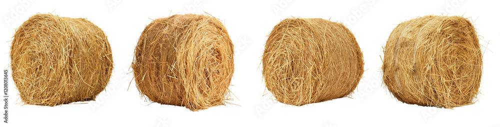 Set of round hay bale isolated on transparent background Set of round hay bale isolated on transparent background