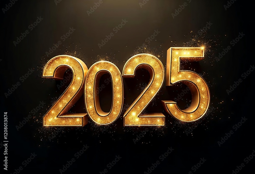 The number twenty-five is shown in gold letters on a black background