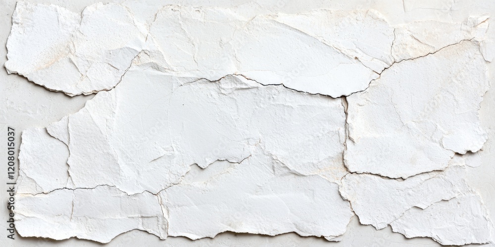 Textured White Wall with Peeling Paint and Cracks for Design Use Textured White Wall with Peeling Paint and Cracks for Design Use