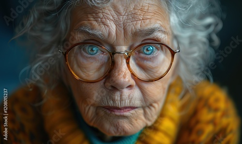 Angry belligerent senior woman looking at the camera  photo