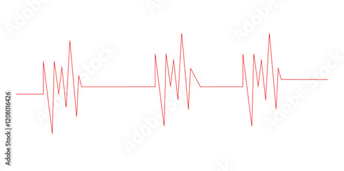  red heartbeat lines isolated on white background