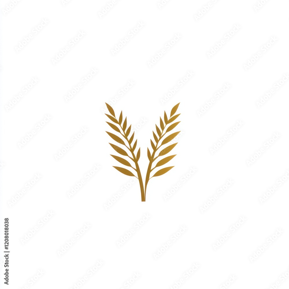 Golden wheat branches icon centered against white background for use in design or agriculture Golden wheat branches icon centered against white background for use in design or agriculture