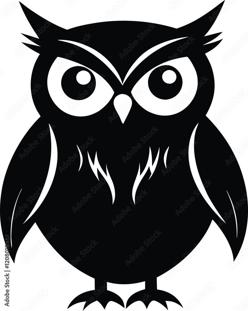Owl silhouette,Owl black vector icon Owl silhouette,Owl black vector icon