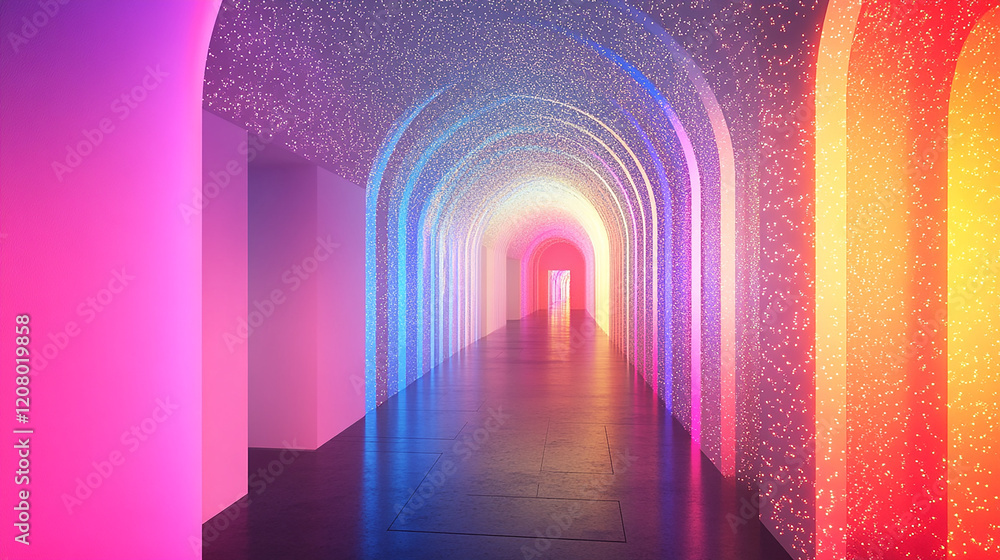 A long ultra modern corridor with neon light ai generated A long ultra modern corridor with neon light ai generated