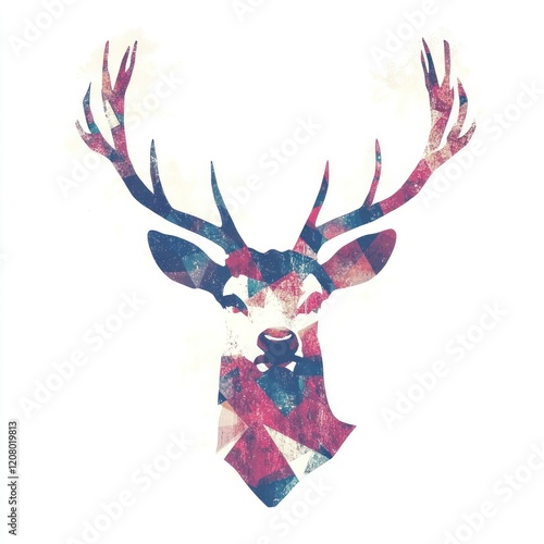 Wallpaper Mural Geometric deer head illustration on white backdrop, suitable for decorative or creative use Torontodigital.ca