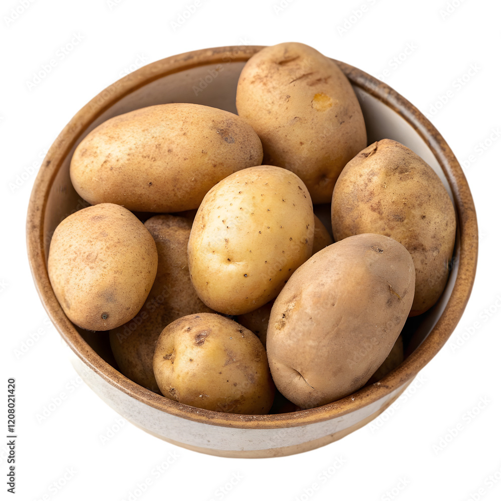 bowl of raw potatoes on transparent background bowl of raw potatoes on transparent background