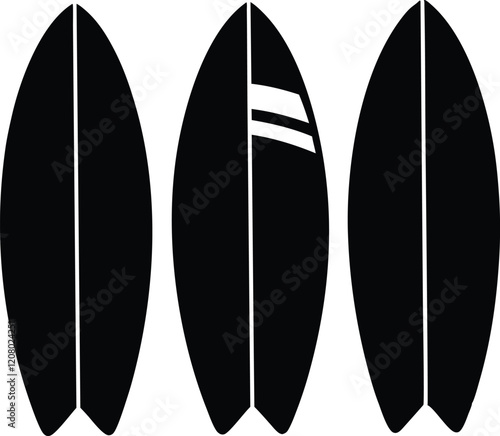 Surfboard  silhouette bundle,Surfboard   black vector set