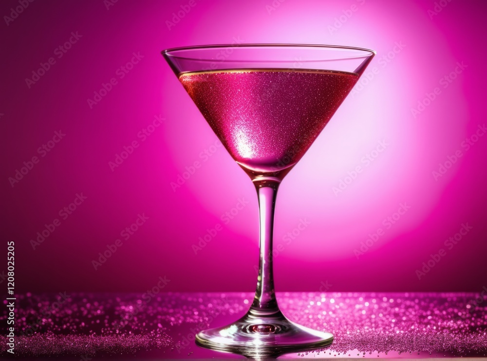 Elegant cocktail in a martini glass against a vibrant pink background creating a festive atmosphere for a celebration Elegant cocktail in a martini glass against a vibrant pink background creating a festive atmosphere for a celebration