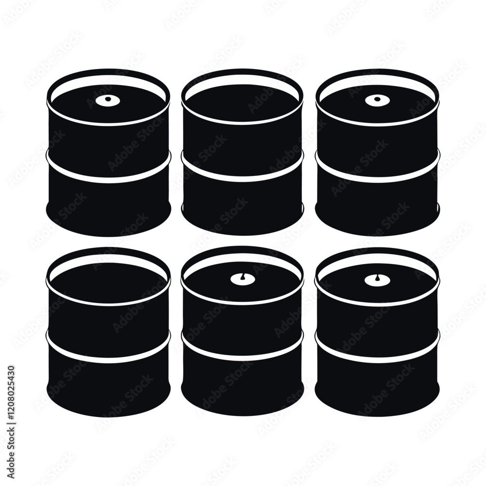 Oil Barrels in a Grid Pattern silhouette vector design Oil Barrels in a Grid Pattern silhouette vector design