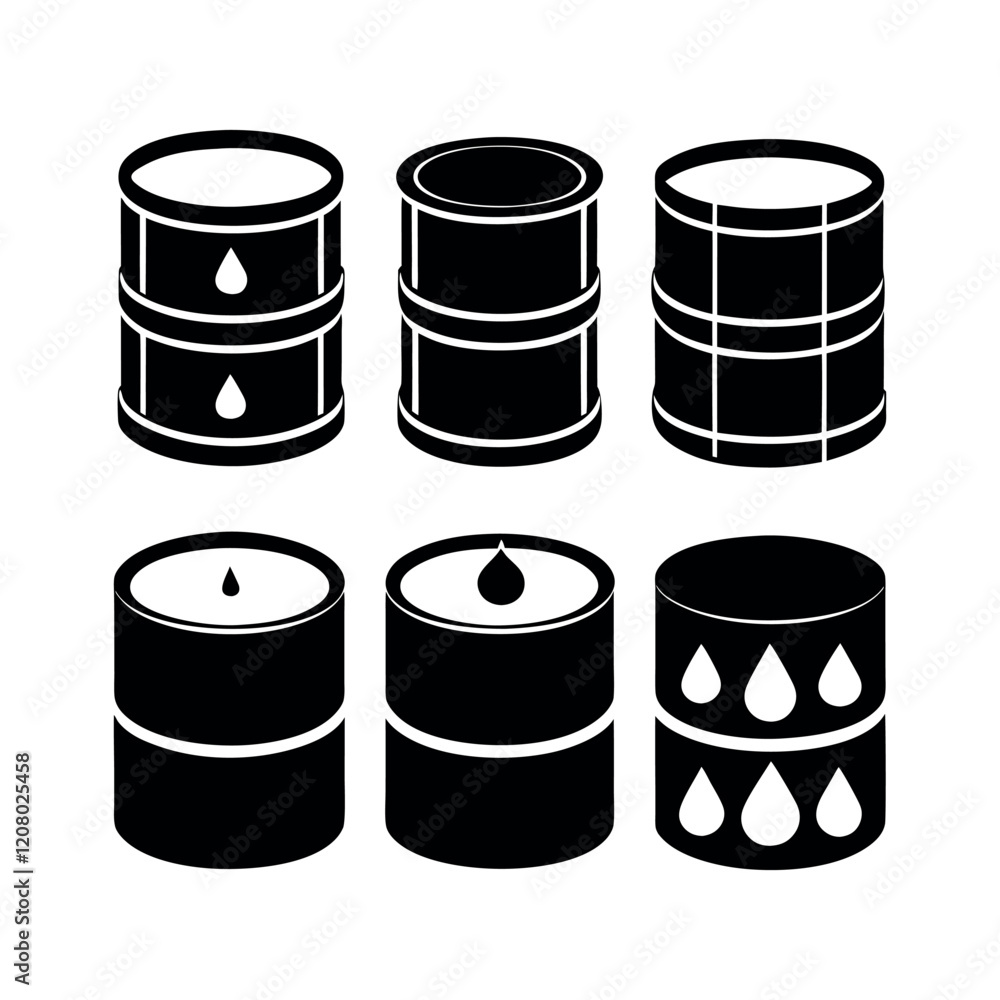 Oil Barrels in a Grid Pattern silhouette vector design Oil Barrels in a Grid Pattern silhouette vector design