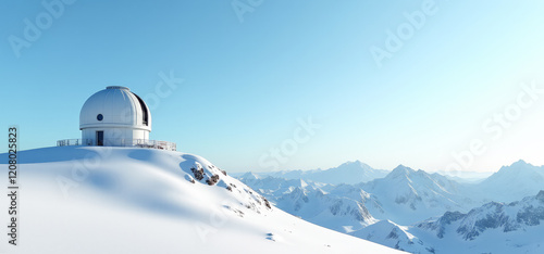 observatory on the top of a snowy mountain photo