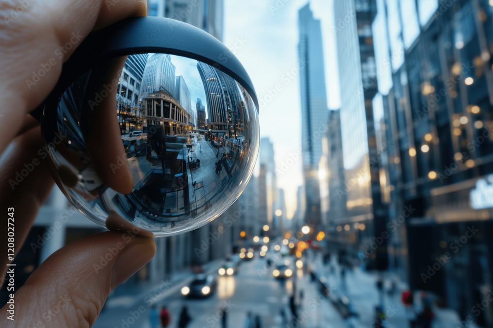 Urban Reflections: Cityscape Captured in a Glass Sphere - A Stunning Visual of Modern Architecture Urban Reflections: Cityscape Captured in a Glass Sphere - A Stunning Visual of Modern Architecture