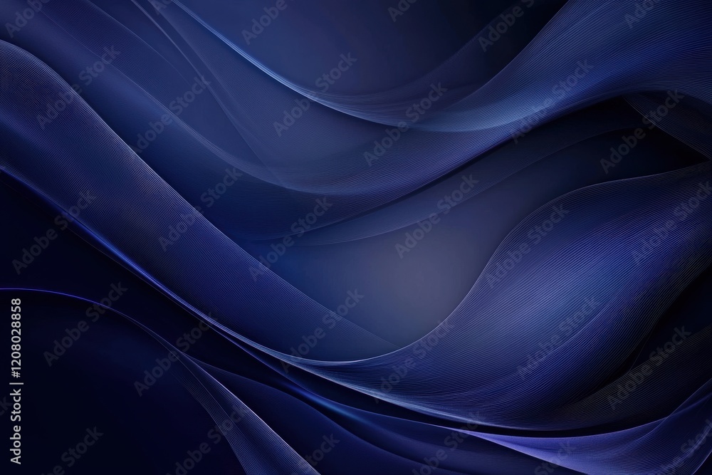 Obraz premium Elegant Minimalist Abstract with Flowing Blue Waves, Smooth Textures, and Modern Design in Serene Light and Shadow