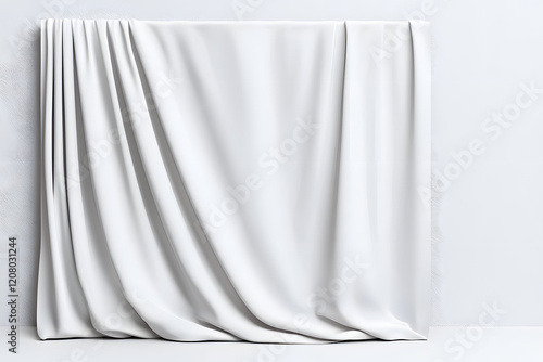 Elegant white Silk Fabric or Satin Texture Luxury Drapery or Clothing Material 3D Render isolated on white
