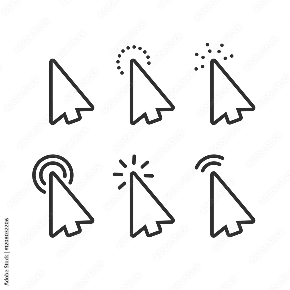 Click here cursor. Press here tap button. Arrow pointer. Computer mouse click cursors. Click here cursor. Press here tap button. Arrow pointer. Computer mouse click cursors.