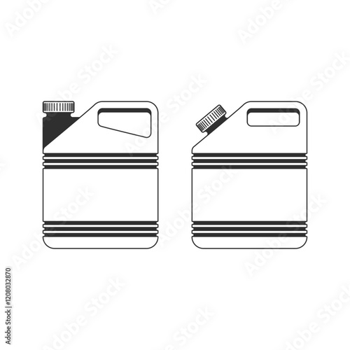 Gasoline Canisters set in flat style, isolated on white background. Jerrycan for petrol or engine oil. Fuel container jerry can icon.