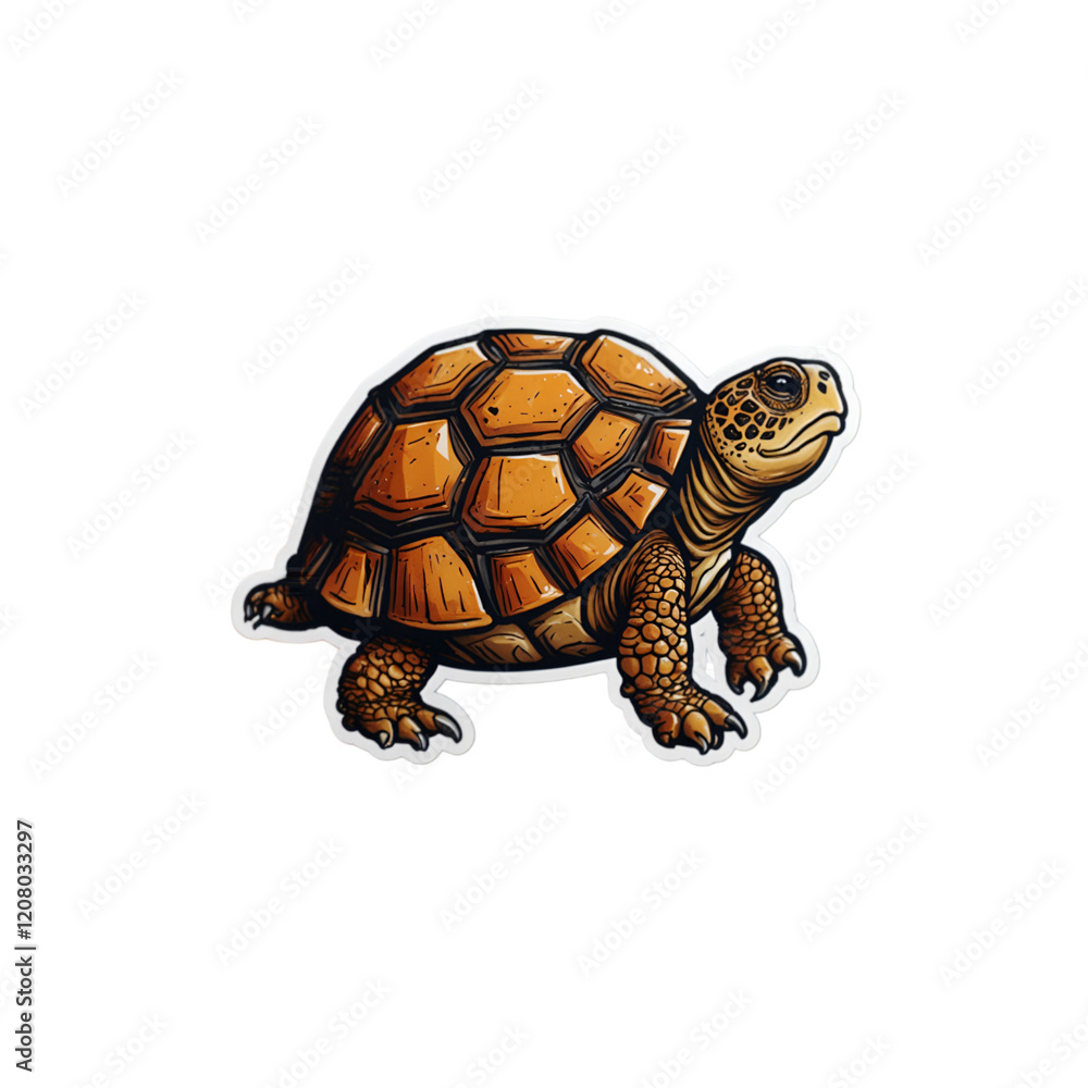 Obraz premium Realistic Tortoise Illustration – Wildlife Animal Sticker with High Detail